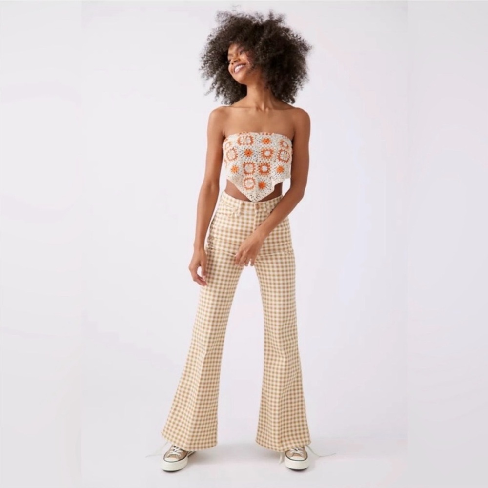 Wrangler Tan Checkered Flare Jeans